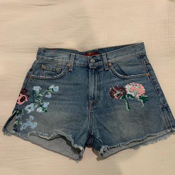 7 For All Mankind High Waisted Painted Shorts - Picture 1 of 3